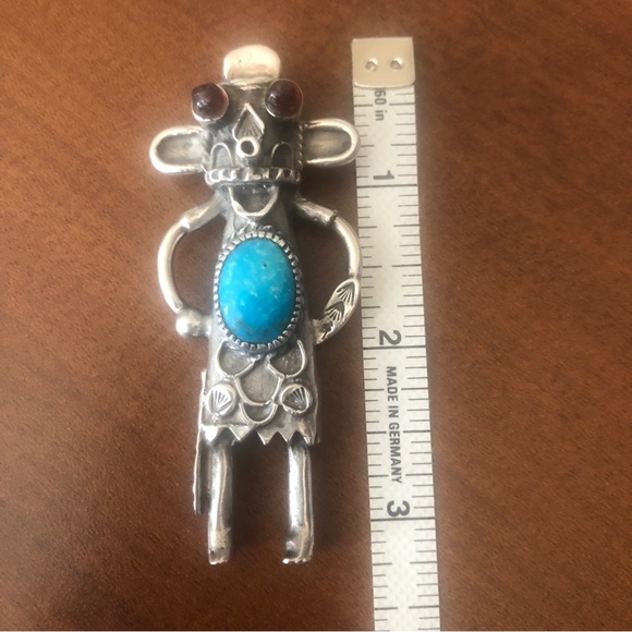 3” Navajo Indian  Silver Turquoise Kachina Pendant Jewelry - Picture 9 of 10